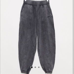 BERSHKA No Item Oversized Jogger in washed black